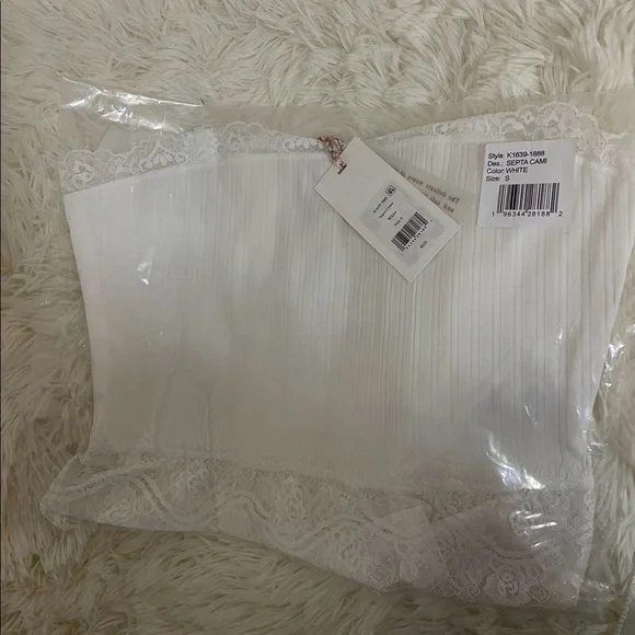 LoveShackFancy Septa Ribbed Knit Lace Cami WhiteNWT